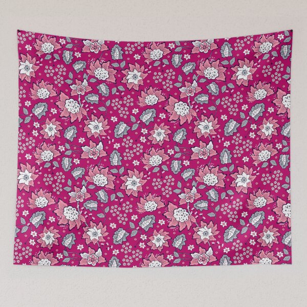 Item preview, Cheerful Folk, Pink Flowers on Dark Pink Background designed and sold by Alex  Blud.
