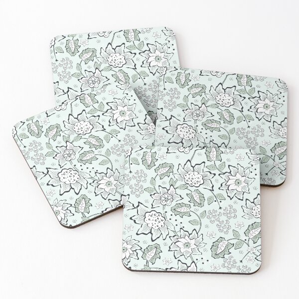 Item preview, Cheerful Folk, Light emerald flowers on a light emerald background designed and sold by Alex  Blud.