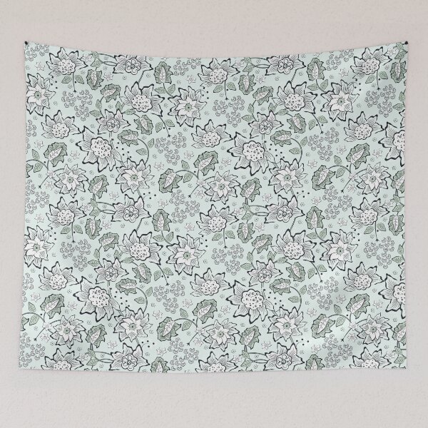 Item preview, Cheerful Folk, Light emerald flowers on a light emerald background designed and sold by Alex  Blud.