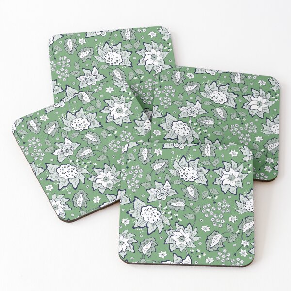 Item preview, Cheerful Folk, Light emerald flowers on emerald background designed and sold by Alex  Blud.
