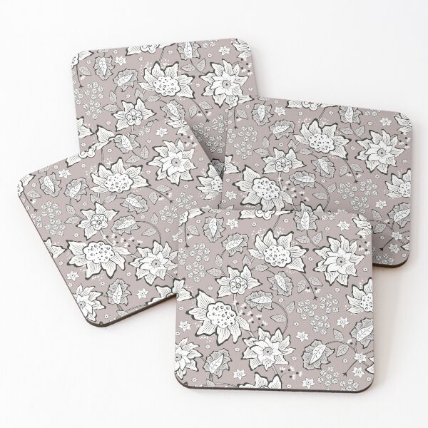Item preview, Cheerful Folk, Light beige flowers on a brown background designed and sold by Alex  Blud.