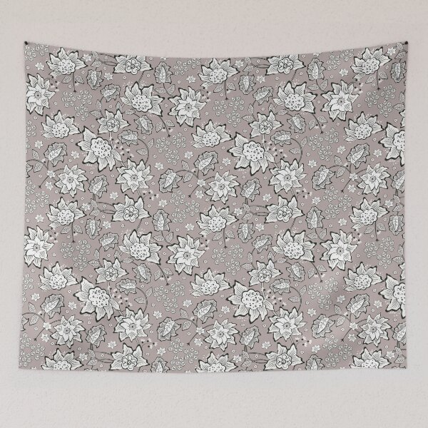 Item preview, Cheerful Folk, Light beige flowers on a brown background designed and sold by Alex  Blud.