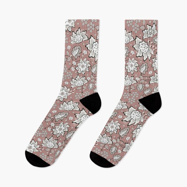 Item preview, Cheerful Folk, Light beige flowers on a red-brown background designed and sold by Alex  Blud.