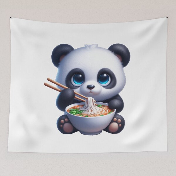 Item preview, Cute Panda Eating Noodles 3 designed and sold by PANDALOVEART.