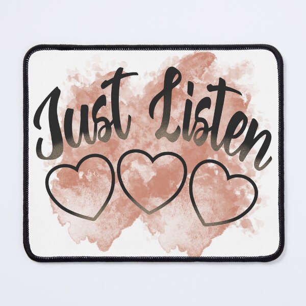Item preview, Just listen, heart, quote, Black and white designed and sold by BeebopGraphics.