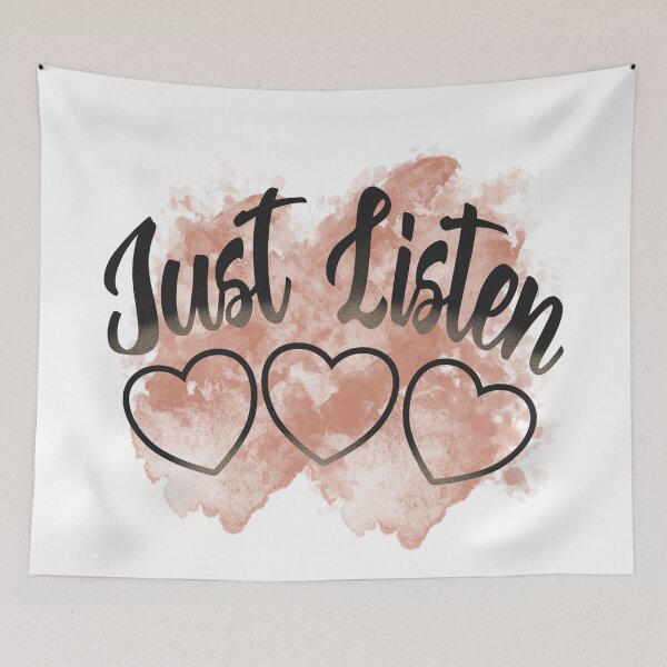 Item preview,  Just listen, heart, quote, Black and white designed and sold by BeebopGraphics.