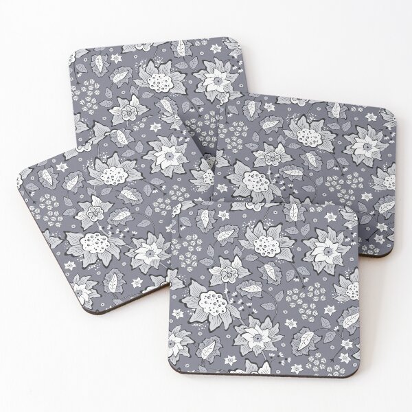 Item preview, Cheerful Folk, Light gray flowers on a dark gray background designed and sold by Alex  Blud.