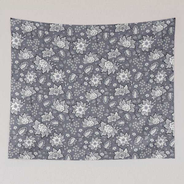 Item preview, Cheerful Folk, Light gray flowers on a dark gray background designed and sold by Alex  Blud.