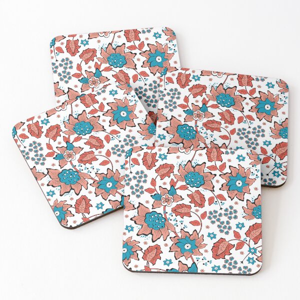 Item preview, Cheerful Folk, Red and blue flowers on a white background designed and sold by Alex  Blud.