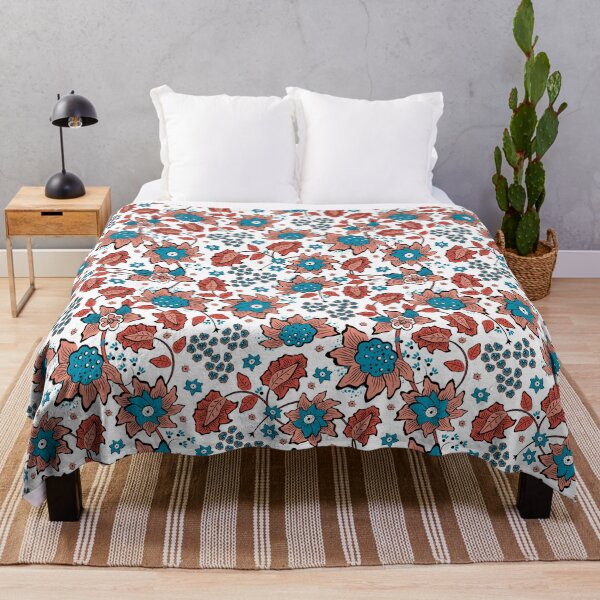 Item preview, Cheerful Folk, Red and blue flowers on a white background designed and sold by Alex  Blud.