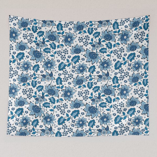 Item preview, Cheerful Folk, Blue flowers on a white background designed and sold by Alex  Blud.