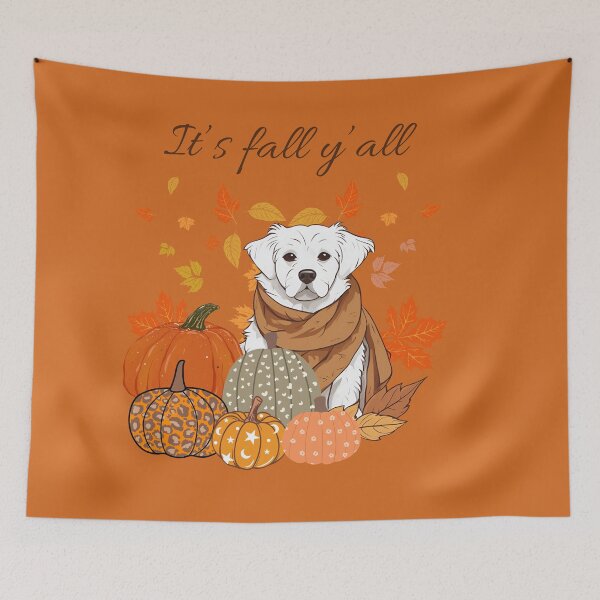 Item preview,   'It's Fall Y'all - Hollandse smoushond with Pumpkins and Leaves" designed and sold by GoodyPaws.