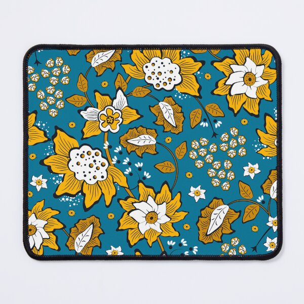 Item preview, Cheerful Folk, Yellow flowers on a blue background designed and sold by Alex  Blud.