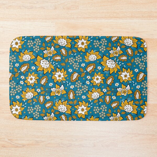 Item preview, Cheerful Folk, Yellow flowers on a blue background designed and sold by Alex  Blud.