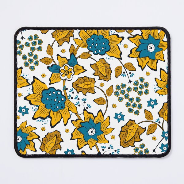 Item preview, Cheerful Folk, Yellow and blue flowers on a white background designed and sold by Alex  Blud.