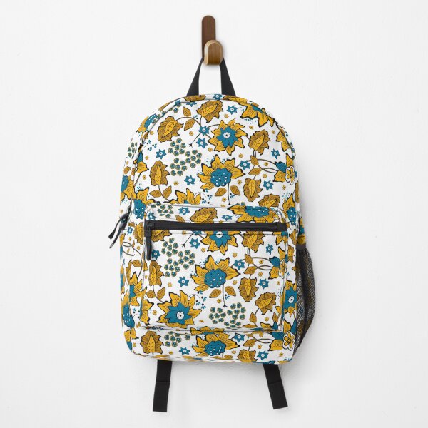 Item preview, Cheerful Folk, Yellow and blue flowers on a white background designed and sold by Alex  Blud.