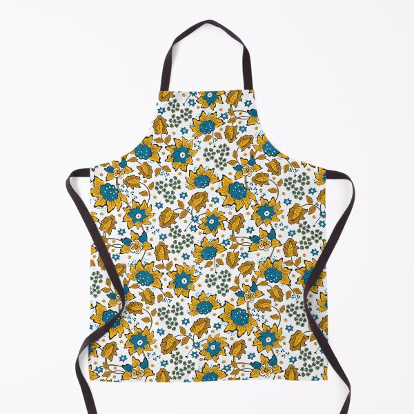 Item preview, Cheerful Folk, Yellow and blue flowers on a white background designed and sold by Alex  Blud.