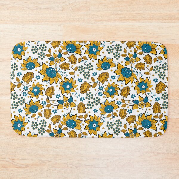 Item preview, Cheerful Folk, Yellow and blue flowers on a white background designed and sold by Alex  Blud.
