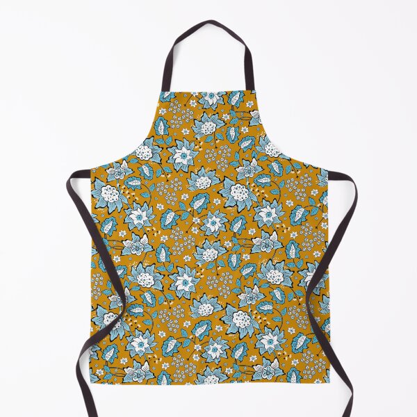 Item preview, Cheerful Folk, Light blue flowers on a yellow background designed and sold by Alex  Blud.