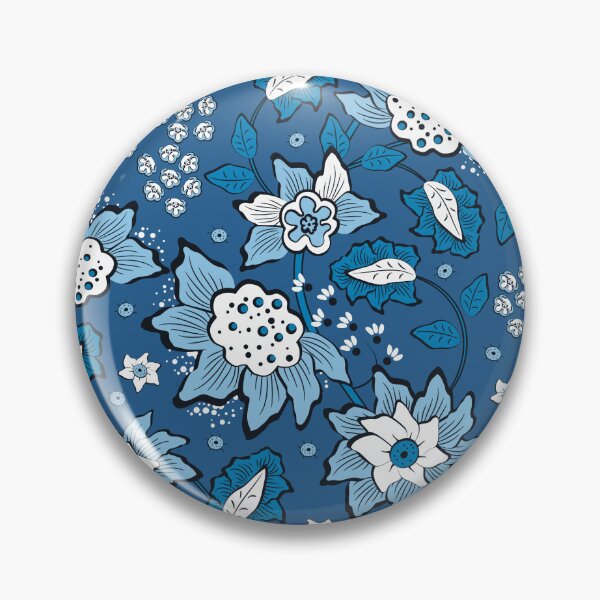 Item preview, Cheerful Folk, Blue flowers on a dark blue background designed and sold by Alex  Blud.