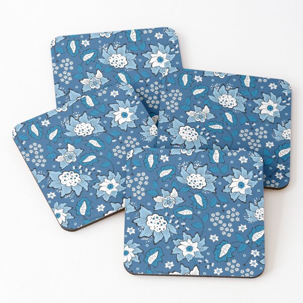 Item preview, Cheerful Folk, Blue flowers on a dark blue background designed and sold by Alex  Blud.