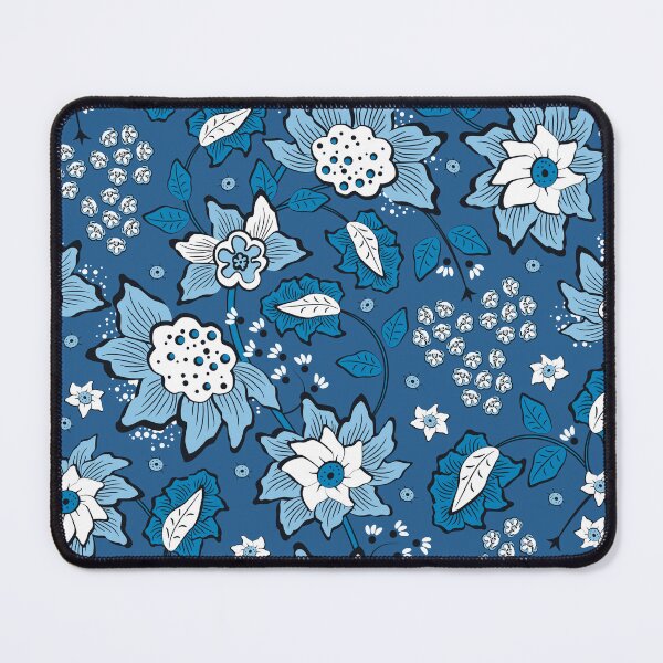 Item preview, Cheerful Folk, Blue flowers on a dark blue background designed and sold by Alex  Blud.