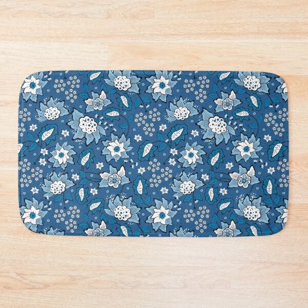 Item preview, Cheerful Folk, Blue flowers on a dark blue background designed and sold by Alex  Blud.