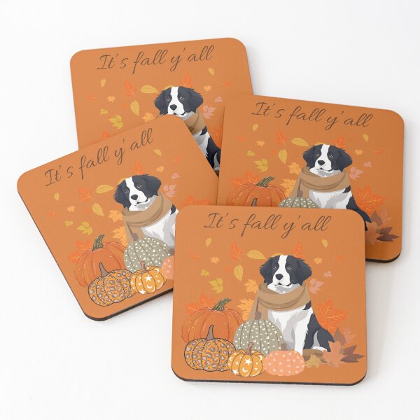 Item preview,  'It's Fall Y'all - Landseer with Pumpkins and Leaves" designed and sold by GoodyPaws.