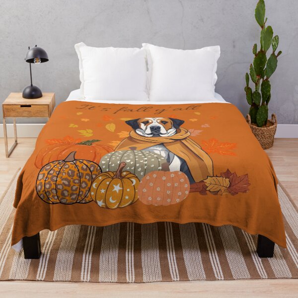 Item preview, 'It's Fall Y'all - Pyrenean Mastiff with Pumpkins and Leaves" designed and sold by GoodyPaws.