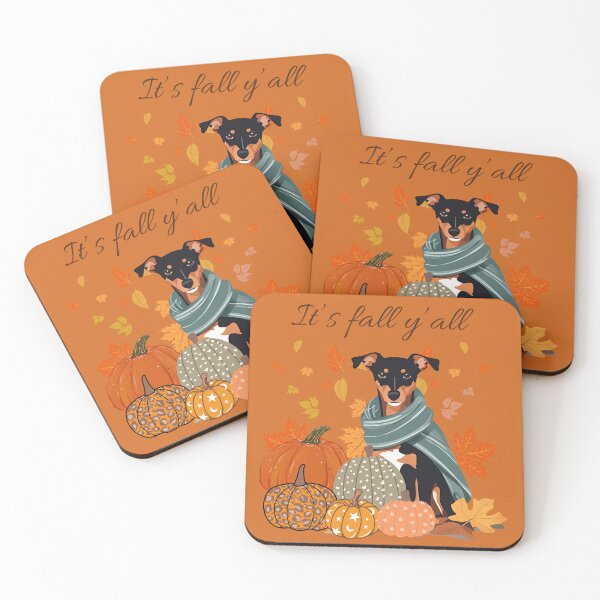Item preview,  'It's Fall Y'all - German Pinscher with Pumpkins and Leaves" designed and sold by GoodyPaws.