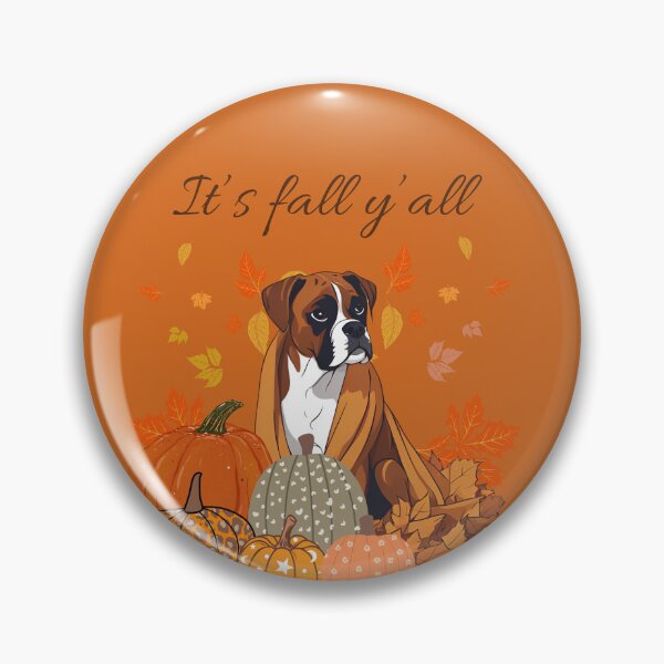 Item preview,   'It's Fall Y'all - Boxer with Pumpkins and Leaves" designed and sold by GoodyPaws.