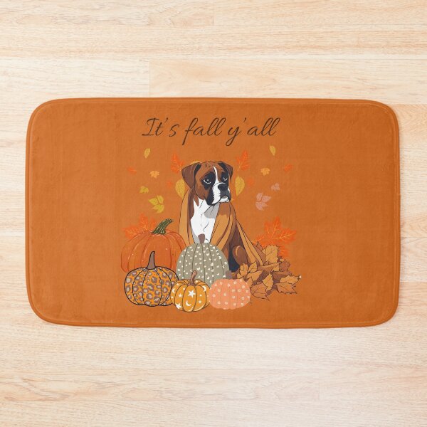 Item preview,   'It's Fall Y'all - Boxer with Pumpkins and Leaves" designed and sold by GoodyPaws.