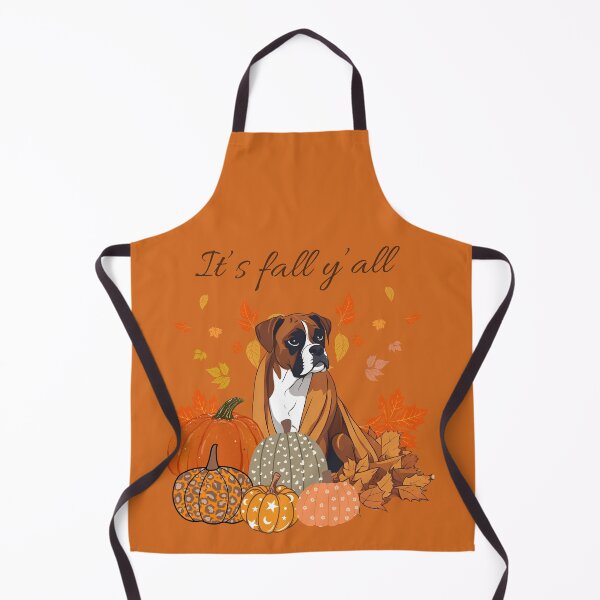 Item preview, 'It's Fall Y'all - Boxer with Pumpkins and Leaves" designed and sold by GoodyPaws.