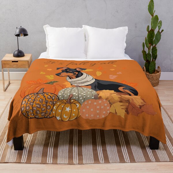 Item preview,  'It's Fall Y'all - German Pinscher with Pumpkins and Leaves" designed and sold by GoodyPaws.