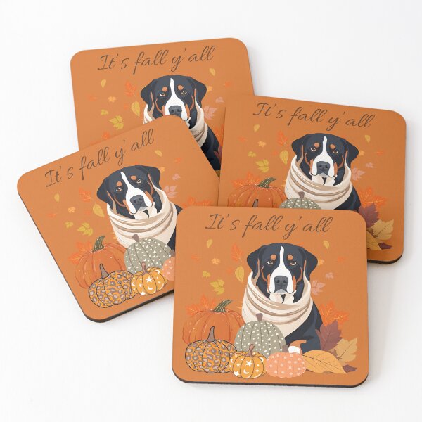 Item preview, Copy of 'It's Fall Y'all - greater swiss mountain dog with Pumpkins and Leaves" designed and sold by GoodyPaws.
