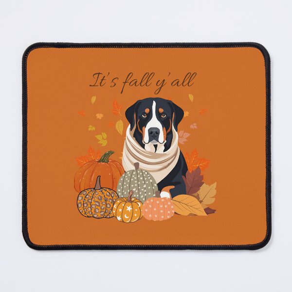 Item preview, Copy of 'It's Fall Y'all - greater swiss mountain dog with Pumpkins and Leaves" designed and sold by GoodyPaws.