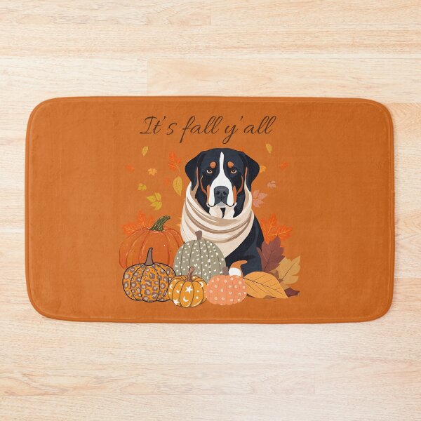Artikelvorschau, Kopie von „It’s Fall Y’all – Großer Schweizer Sennenhund mit Kürbissen und Blättern“ entworfen und verkauft von GoodyPaws.