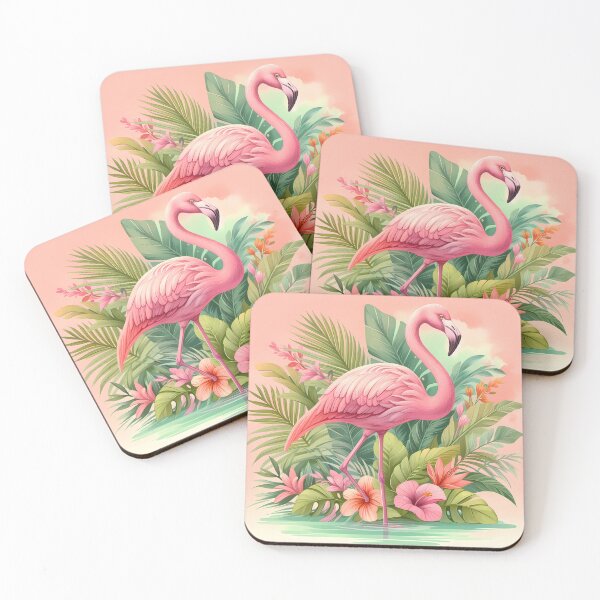 Aperçu de l'œuvre Flamant tropical avec des fleurs luxuriantes créée et vendue par BombShop36.
