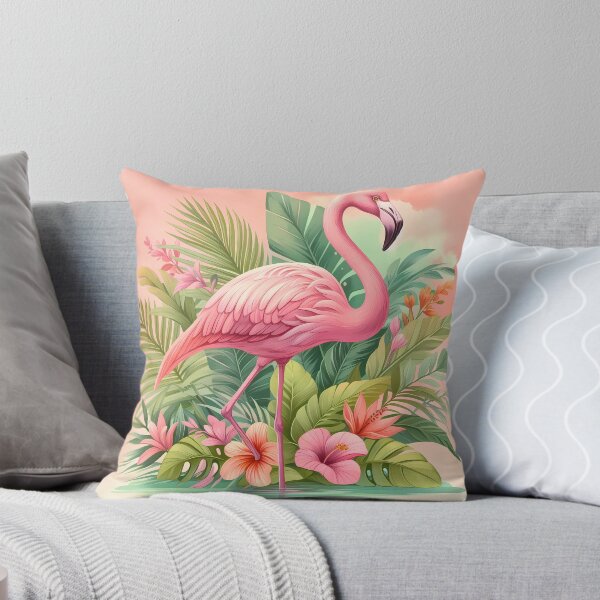 Artikel-Vorschau von Tropischer Flamingo mit üppigen Blumen, designt und verkauft von BombShop36.