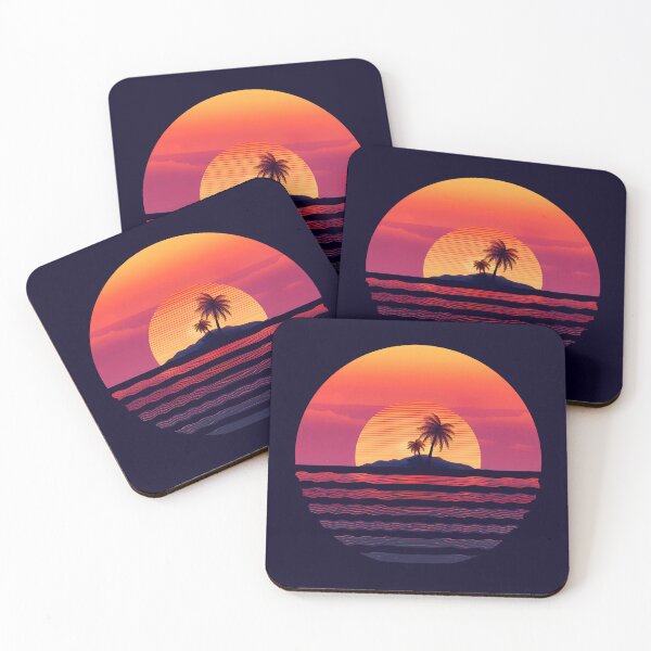Item preview, Palms summer island with retro style sunset designed and sold by analogsandpixel.