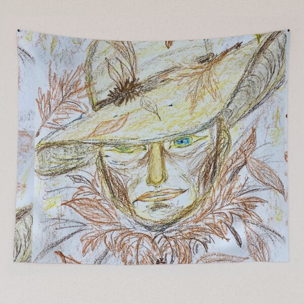 Item preview, Fall man with feather in the hut designed and sold by Almisfita.