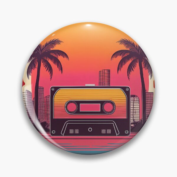 Item preview, Cassette tape and palm city retro sunset vaporwave designed and sold by analogsandpixel.