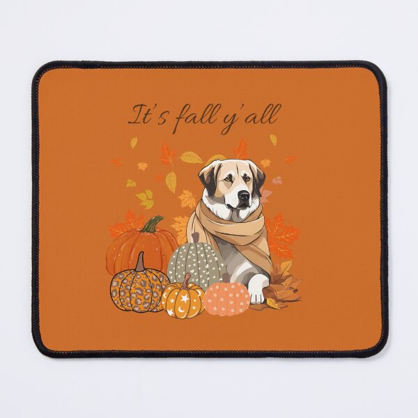 Item preview, 'It's Fall Y'all - Anatolian Shepherd Dog with Pumpkins and Leaves" designed and sold by GoodyPaws.