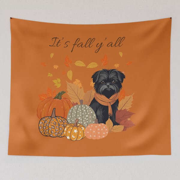 Item preview, 'It's Fall Y'all - Affenpinscher  with Pumpkins and Leaves" designed and sold by GoodyPaws.