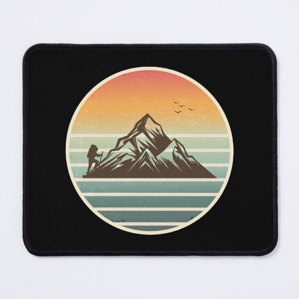 Item preview, Silhouette of hiking mountain retro with sunset background designed and sold by Priceegg.