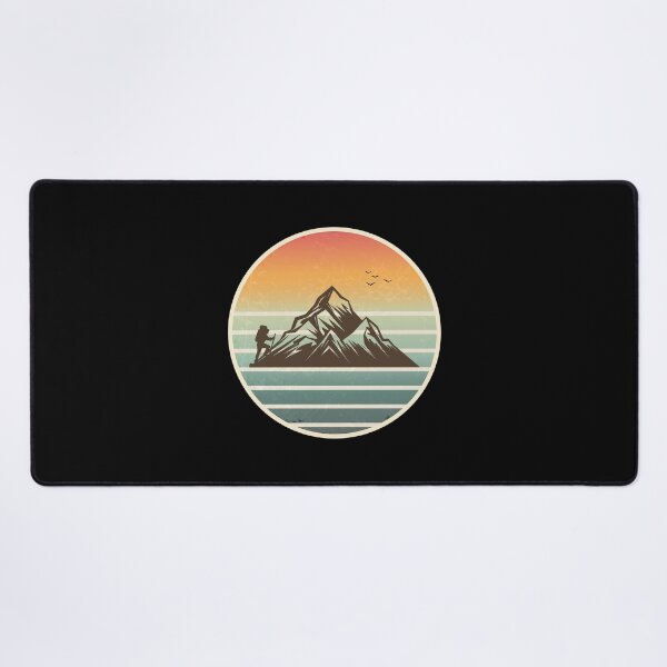Item preview, Silhouette of hiking mountain retro with sunset background designed and sold by Priceegg.