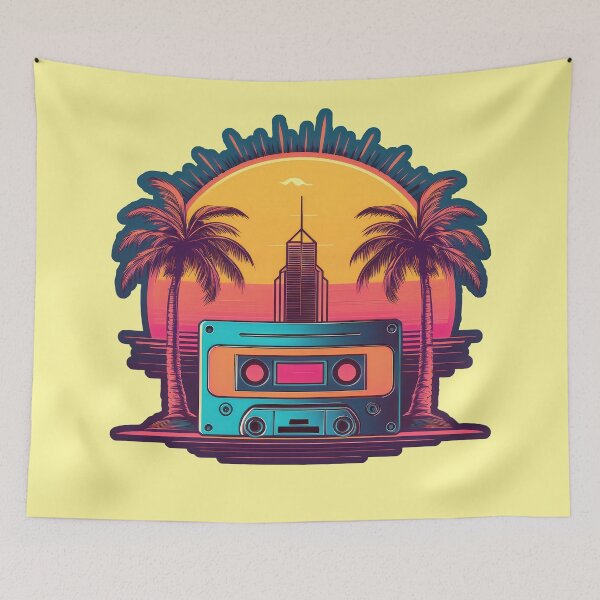 Item preview, Cassette tape, palms and retro sunset vaporwave style designed and sold by analogsandpixel.