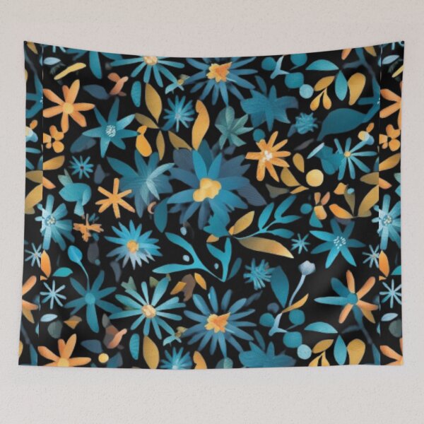 Item preview, Beautiful garden flowers in blue and yellow designed and sold by MargoMalej.