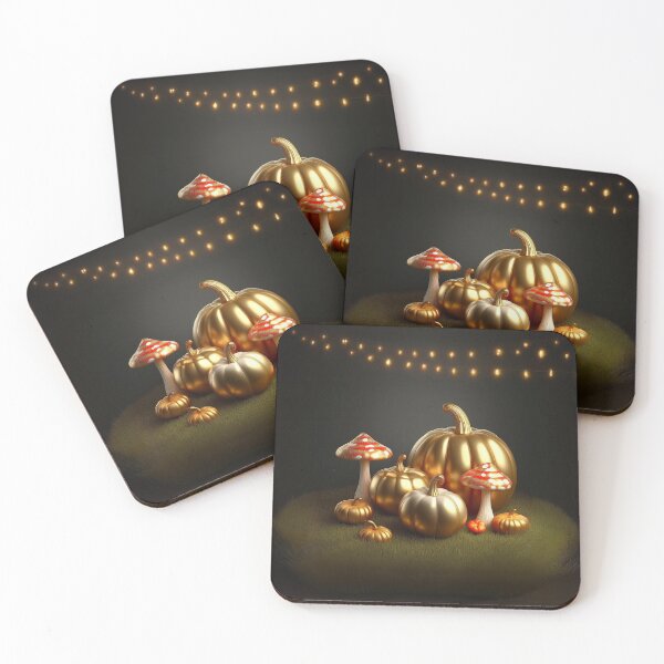 Item preview, Golden pumpkins and toadstools - autumn composition. 3 designed and sold by My-fake-places.