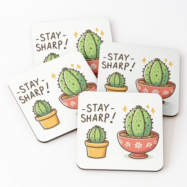 Item preview, Cartoon drawing of a small cactus in a decorative bowl. Add a fun phrase like "Stay sharp!" designed and sold by osamawaleed1997.